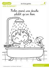 robin prend une douche plutot qu un bain developpement durable enfants coloriage cahier de vie maternelle