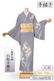 訪問着レンタル 訪問着Lサイズ 加賀友禅：白坂幸蔵 洋蘭 青紫｜着物レンタル 安心フルセット宅配レンタル「わらくあん」