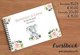 Guestbook Battesimo Libro Dediche E Auguri Invitati Personalizzato Elefantino Rosa Regalo Battesimo Cesana Like Photo Battesimo Elefantino Regali