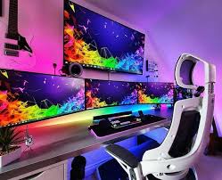 What gamer doesn't want a cool gaming room, with multiple monitors, powerful pc, consoles of every kind and ambient lighting? Gaming Room Ideas Home Facebook