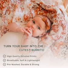 Sunset Floral Swaddle Mini Wander Muslin Nursery Baby Blanket Newborn Gift,  Wrap, Photo Prop