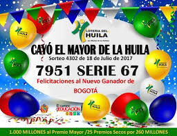 Resultado lotería del huila lunes 19 de julio 2021, sorteo 4504. Premio Mayor De Loteria Del Huila Cae Por Cuarta Vez En 2017