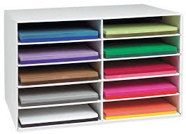 Crafted from a mix of solid and engineered wood with rustic oak veneers, this cabinet strikes a stepped silhouette topped with a decorative railing. 12 X 18 Construction Paper Storage Pacon Creative Products