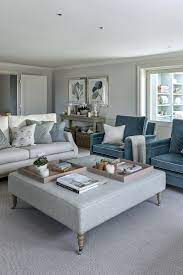 Lochas luxury velvet shag area rug modern indoor plush fluffy rugs, extra soft and comfy carpet, geometric moroccan rugs for bedroom living room girls kids nursery, 5x8 feet grey/white. Modern Classic Living Room Off White Upholstery With Blue Velvet Accent Chairs Sims H Modern Classic Living Room Classic Living Room Grey Carpet Living Room