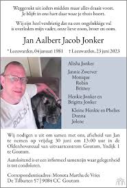 Jan Aalbert Jacob Jonker ✝ 22 juni 2023 • overlijdensbericht en  condoleances