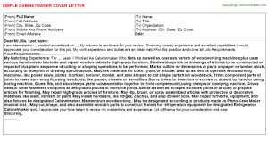 Livecareer's cover letter maker streamlines the process of creating a polished, professional cover letter. Cabinetmaker Cover Letter