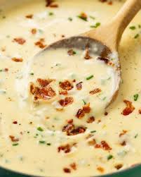 Turn off the heat (makes sure the heat is off or the sour cream will curdle) and add the cheddar cheese and sour cream and mix it all together. Baked Potato Soup The Cozy Cook