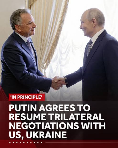 President Vladimir Putin agreed Wednesday to resume trilateral negotiations with Washington and Kyiv on ending the war in Ukraine, a Kremlin official said. Putin said he agreed, in principle, to resum