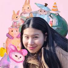 Funny Cat With Bunny Ears Giclée Art Print: Pastel Kitty Wall Decor