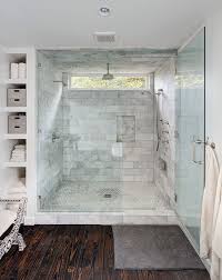 Double Glass Shower Is A Must Not Crazy About This Color Scheme Love The Shelves Bathroom Remodel Master Window In Shower Shower Remodel
