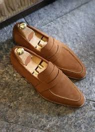 Mens Hand Stitched Fine Style Brown Suede Pure Leather Pump Shoes Dress Shoes Casual Dress Shoes Men Loafers Men Blue Suede Loafers