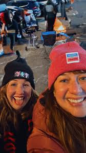 The temps for the Chicago Fire home opener were not ideal. We did our best  to stay warm with layers, and tequila helped too., Chicago 2