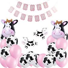 Funny Cow Party Decorations Balloon Arch Garland Kit With Happy Birthday Banner Cow Print Balloons Baby Pink Balloons Walking Cow Mylar Balloon For Farm Birthday Party Farm Animal Theme Party Walmart Com