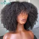 Afro Kinky Curly Wig With Bangs Full Machine Made Scalp Top Wig ...