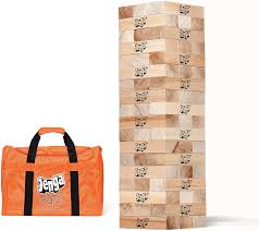 Players take turns removing one block at a time from a tower constructed of 54 blocks. Amazon Com Jenga Giant Js7 Stacks To Over 5 Feet Precision Crafted Premium Hardwood Game With Heavy Duty Carry Bag Authentic Jenga Brand Game Toys Games