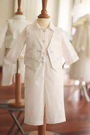 Ensemble de bapteme pour garcon 3 pieces toutes en satin blanc brillant compose d.une chemise a noeud papillon. Robe Bapteme Bebe Fil De Legende
