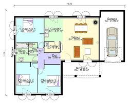 Plan Maison Contemporaine Plain Pied En L 3 Chambres Et Garage En 2020 Plan Maison 100m2 Plan Maison Plain Pied Plan Maison