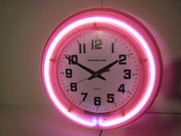Retro Pink Diner Wall Neon Fancy Clock 50s Modern New Retro Wall Clock Fancy Clock Workout Room Decor