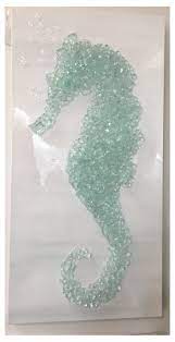 At The Beach Seahorse 15 X 30 Shattered Glass Art Sea Glass Art Sea Glass Art Projects Broken Glass Crafts