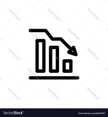 decline graph chart icon with outline style icon