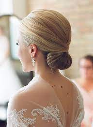 Classic Pink Blush Wedding Elegant Wedding Hair Sleek Wedding Updo Medium Hair Styles