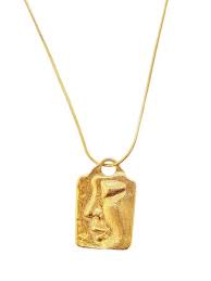 Products Nalin Studios Gold Tag Necklace Face Necklace Face Jewellery