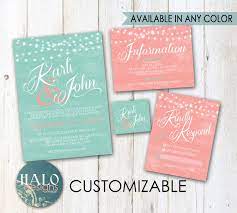 Mint Coral Wedding Invitations Invitation Rsvp Postcard Info Card Printable Coral Wedding Invitations Mint Coral Wedding Invitations Wedding Invitations
