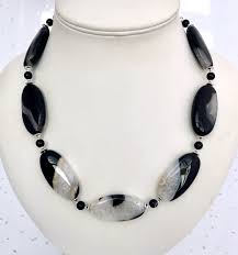 Black And White Necklace Black White Agate Necklace Black Gemstone Necklace Chunky Necklace Bold Statement Semi Pre Black Gemstone Necklace Natural Stones Necklace Agate Necklace