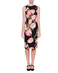 Dolce Gabbana Sleeveless Tulip Print Dress Black Rose Pink Dolcegabbana Cloth