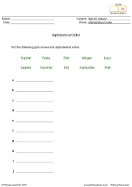 The social security administration (ssa) keeps track of the most popular baby names in the united states, breaking them down into two lists: Literacy Alphabetical Order 7 Girl Names Worksheet Primaryleap Co Uk