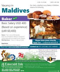 Pin By Emerald Isle Manpower Travel On Foreign Vacancies Maldives Food Bakery Basic
