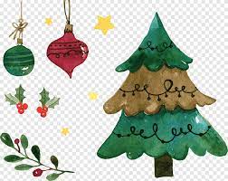 Download Christmas Tree Watercolor Painting Christmas Ornament Hand Painted Christmas Tree Decoration Decor Palm Tree Png Pngegg