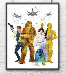 Star Wars Han Solo Chewbacca Princess Leia R2d2 C3po Etsy Star Wars Art Print Star Wars Art Star Wars Nursery