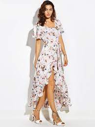 Robe ba bolivia gardenia, robe, avec tape à l'oeil : Robe Blanche Fleurie Courte Devant Long Derriere A Volants Cintree Nistie Com Mode Fashion Lookofth Womens Maxi Dresses Cheap Maxi Dresses Cute Maxi Dress