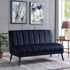 The modular organic armless modular loveseat the back of the sofa is crafted with natural latex, coconut coir and natural wool encased in a organic cotton vanilla fabric. Get The Harmon Mid Century Modern Armless Loveseat In Navy Blue Velvet From Walmart Now Accuweather Shop