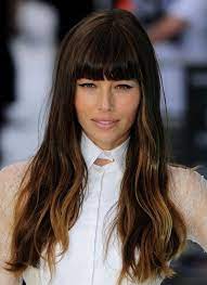 2014 Jessica Biel Hairstyles Long Hairstyle With Blunt Bangs Pretty Designs Long Hair With Bangs Hair Styles Hair Styles 2014