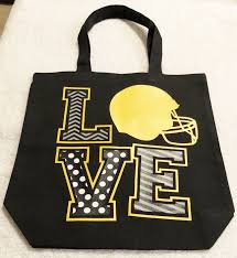 Black And Yellow Totes Football Canvas Tote Bag Black And Yellow Sport Tote Mom Football Hand Bag Black Tote Bag Pink Tote Bags Tote Bag