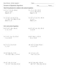 1 ©n b2`0y1o7o ekcu`t[am dscoqf`tdwgahrief. Systems Of Quadratic Equations Kuta Software