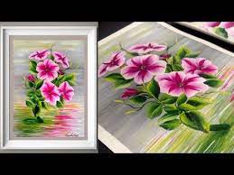 Simple Painting In Acrylics Petunia Flower Satisfying Demo Relaxing Video Canvas Painting Youtube Flower Painting Petunia Flower Flower Drawing