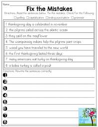 Fix The Mistakes In The Sentences See How Many Mistakes Your Students Can Catch Includes A List Third Grade Activities Thanksgiving Words Learning Resources