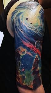 One of the most impressive half sleeve tattoo idea would be to try a biomechanical half sleeve tattoo or a 3d half sleeve tattoo like this. Top 67 Space Tattoo Ideas 2021 Inspiration Guide