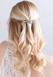 Pretty Half Up Hairstyle Created With Beautiful Blue Beaded Montana Flexi Clip Hair Tutorial Short Red Hair Hair Styles