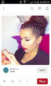 2 Cornrows Into A Bun Natural Hair Styles Hair Styles Hair