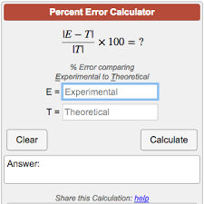 Percent error formula the percentage error formula that our calculator uses is as follows Percent Error Calculator