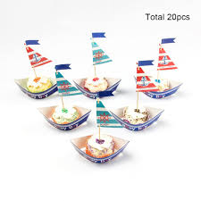 Whether you're planning a first birthday, or a 50th birthday, we have everything from decorations and supplies, to favors, and games in a wide selection of themes, styles, and exclusive collections. 20pcs Set Nautical Theme Sailboat Cupcake Wrappers Cake Topper For Birthday Decorations Baby Shower First Birthday Boy Party Buy At The Price Of 1 68 In Aliexpress Com Imall Com
