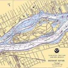 Michigan Belle Isle Detroit River Fleming Channel Nautical Chart Decor