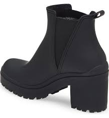 Jeffrey Campbell Raining Almond Toe Chucky Block Heel Booties Black Luxe Moda