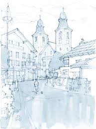 Town Square St Johann In Tirol Pencil And Wash Www Nickhirst Co Uk Architecture Drawing Drawings Watercolor Architecture