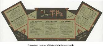 Twin T-P's Menu 6701 Aurora Avenue North Green Lake (1938)