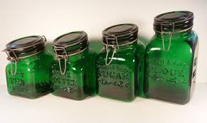 Sugar canister don't forget jar videos photos instagram pictures jars glass. Vintage Green Glass Canister Set Granny S Products Flour Sugar Coffee Tea Italy 1810832199